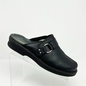Clarks Patty Lorene Women's Black Leather Slip On Comfort Clogs Size 9.5 M